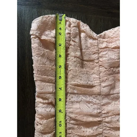 NBD Dainty Lace Dress Womens XS Pink Floral Strapless Ruffle Gown Maxi Romantic - Picture 10 of 14